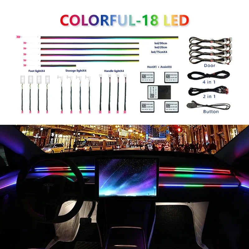 For BMW Only Neon Car Ambient Lights Full 213 Colors Streamer RGB LED Interior Hidden Ergonomic Strip For F10 F20 F30 G20 G30