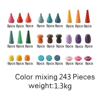 Wooden Baby Montessori Toys Creative Loose Parts Toys Rainbow Blocks Constructor Set Nordic Sensory Toy Waldorf For Toddler Gift
