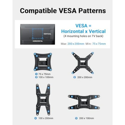 Full Motion Wall for Echo Show 21/15 and Flat Curved Screen s and Monitors, Max VESA 200x200mm up to 44lbs, Wall Bracket Rotati