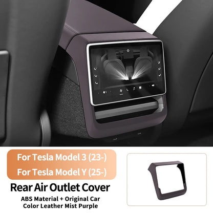 For Tesla Model 3 Highland & Model Y Juniper Rear Air Vent Cover & Leather Center Console Armrest Box Protection Car Accessories
