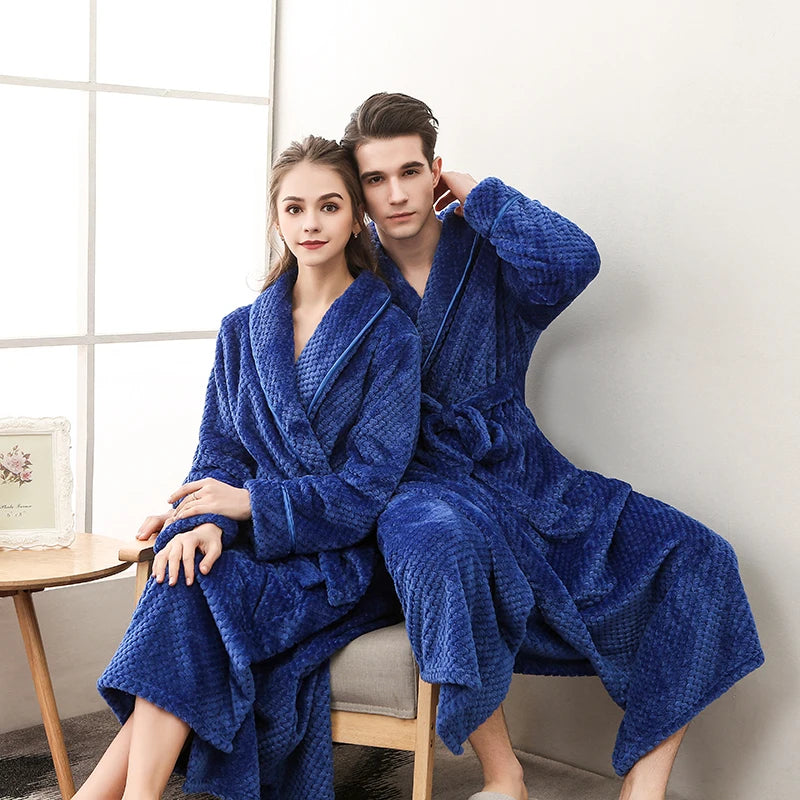Thickened Extended Bebe Velvet Couple Robe Women's Winter plus Size Fashion Sleepwear Men's XXXL Sexy Home Clothes Pyjamas