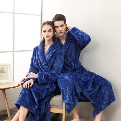 Thickened Extended Bebe Velvet Couple Robe Women's Winter plus Size Fashion Sleepwear Men's XXXL Sexy Home Clothes Pyjamas