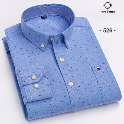 New In Shirt Plus Size 7XL 100% Cotton Oxford Long-Sleeve Shirts for Man Slim Fit Formal Plain Shirt Plaid Office Elegant Clothe
