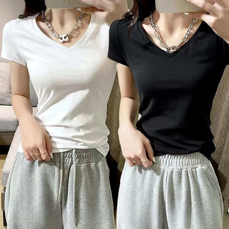 Summer Women's Slim Fit Short Sleeve T-Shirt Half Sleeve Base Shirt Versatile Base Layer Top Quality Polyester Fiber Commute ...