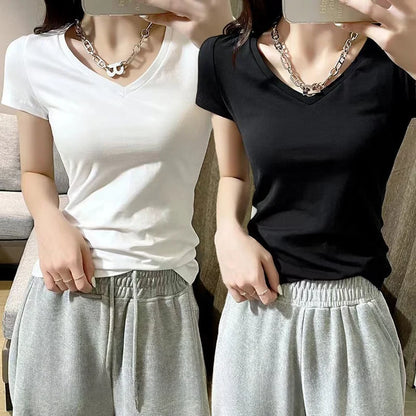 Summer Women's Slim Fit Short Sleeve T-Shirt Half Sleeve Base Shirt Versatile Base Layer Top Quality Polyester Fiber Commute ...