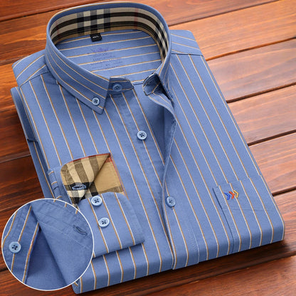New in Shirt 100%Cotton Oxford Long-Sleeve Shirts for Men Slim Fit Formal Plain Shirt High Quality Plaid Soft Office Clothes