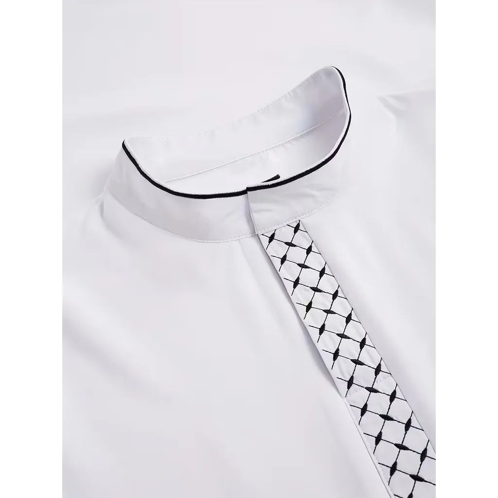 Muslim Men Embroidered Hooded Robe Middle Eastern Jubba Loose Long Sleeve Ethnic Thobe In Stock