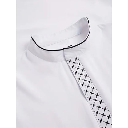 Muslim Men Embroidered Hooded Robe Middle Eastern Jubba Loose Long Sleeve Ethnic Thobe In Stock