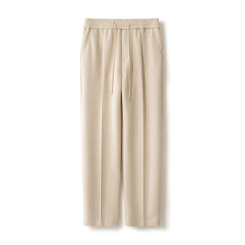 New Product Release Autumn Winter: Men's Wool Acetate Silk Straight Leg Pants Casual Hanging Pants Thick and Warm Knitted Pants
