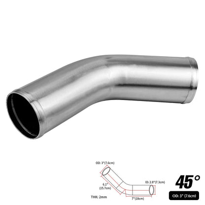 0/45/90 Degrees Type Aluminum Tube Universal 51 63 76mm 2 2.5 3inch Cold Air Intake Pipe Racing Car Turbo High Flow Silver Balck