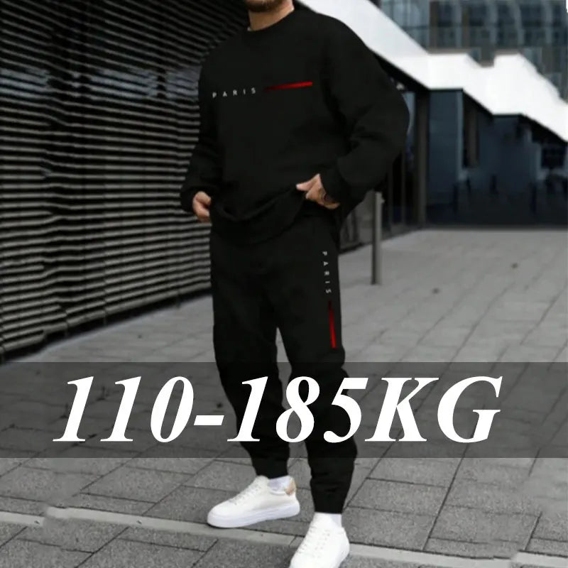 1pc/2pcs Daily Casual Sweatshirts Sweatpants Plus Size Men's Set 7XL 6XL Autumn Winter Fashion Sports Tracksuit Hoodies Trousers