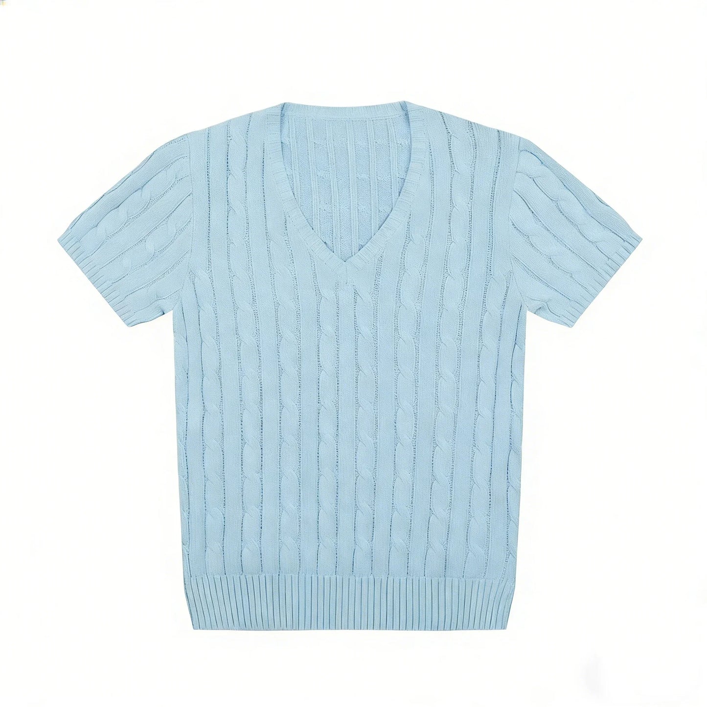 women's t-shirts and polos old money v neck t shirt woman solid color embroidered knitted Women's t shirt Women's polo shirt