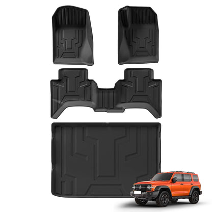 for GWM Tank 300 2024 2025 Car Floor Mats Cargo Liner Trunk/Backrest Mat TPE 3D All Weather Right Hand Drive Black