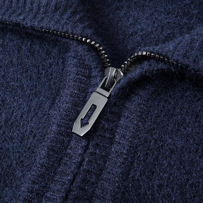 New Men Cashmere Sweater for Warm Comfort Knitted Long Sleeved O-neck Zipper Pullover Alpaca Sweater Male Brand