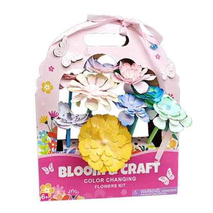 DIY Kidsren's Handmade Floral Art Set, Dyed Flower Paper Art, Hand-Painted Flowers, Creative Watercolor Smudge Crafts Set