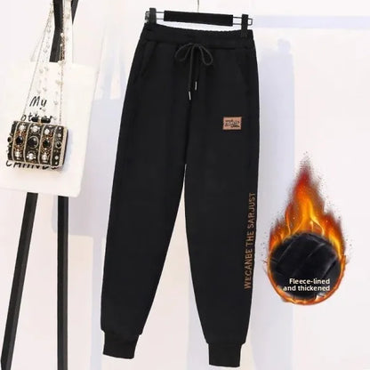 Thickened Fleece Cotton Harlan Pants Women's Casual Sports Sweatpants High Waist Elastic Bottom Leisure Trousers for All Seasons