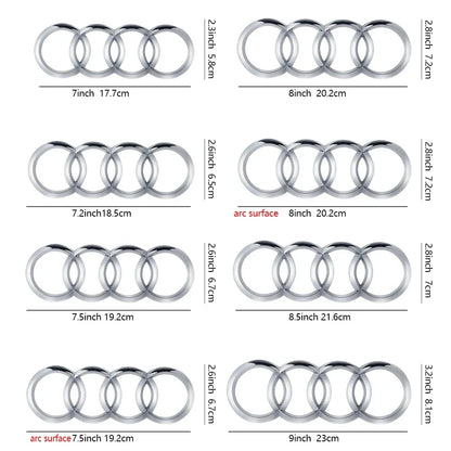 Black Silver ABS 4 Ring Car Hood Bonnet Front Grill Trunk Rear Emblem Logo Badge Sticker For Audi A3 A4 A5 A6 A7 TT Q2 Q3 Q5 Q8