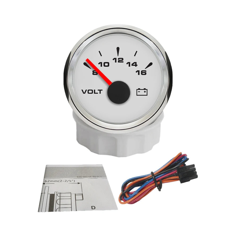 RHAXEL 2" 12V DC Voltmeter Volt Gauge 8-16V 16-32V 18-32V 9-32V with 8 Backlights for Car Boat Motor RV Truck