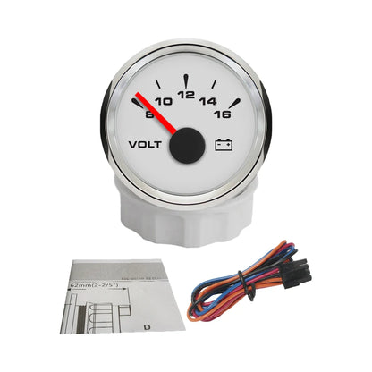 RHAXEL 2" 12V DC Voltmeter Volt Gauge 8-16V 16-32V 18-32V 9-32V with 8 Backlights for Car Boat Motor RV Truck