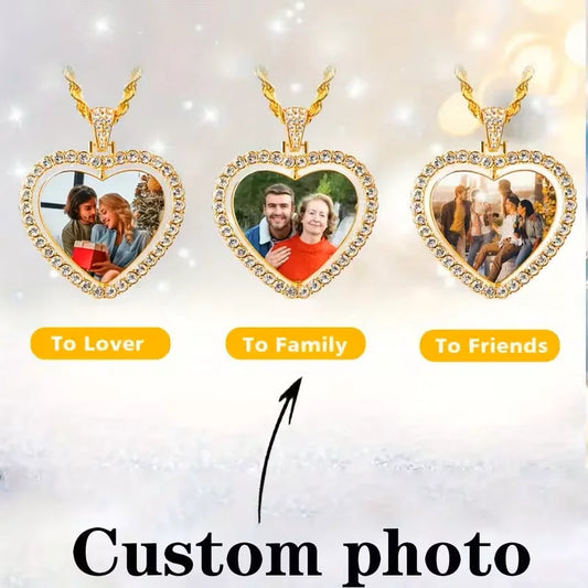 Double-Sided Customised Photo Necklace - Comes With a Personalised Hip-Hop Chain Pendant Customisable Photo Necklace