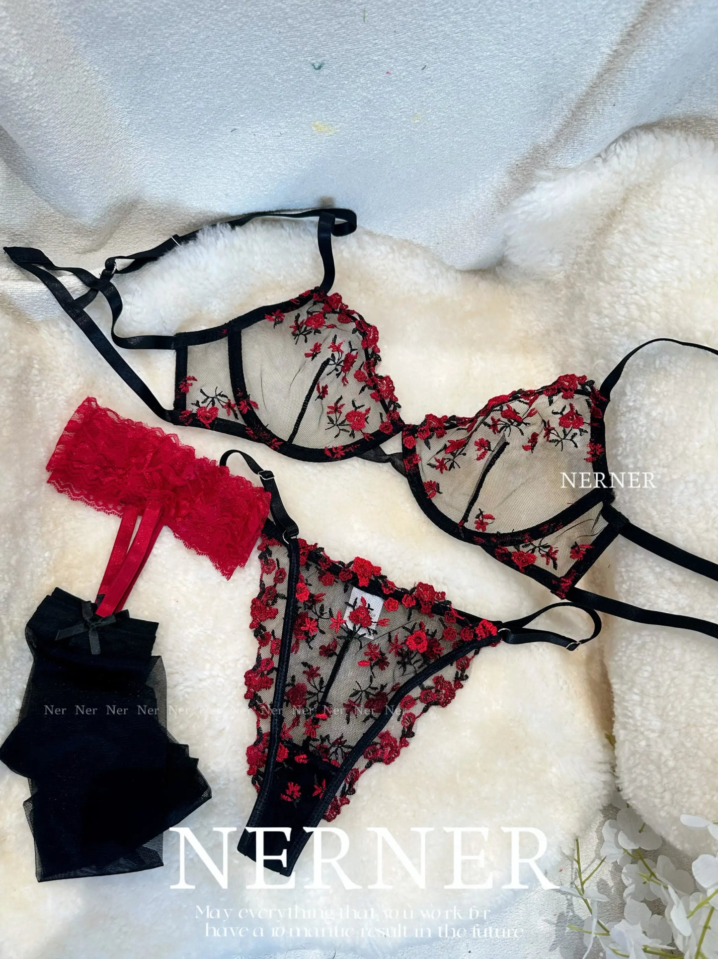 Sweet Sexy Lace Lingerie Set, Floral Embroidery Sheer Mesh, Thin Cooling, Big Bust Relief, Japanese Daily Women Underwear 32-38