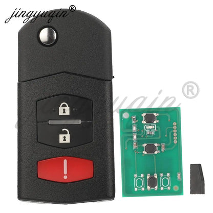 jingyuqin Flip Remote Car Key 315Mhz 4D63 Chip For Mazda 2 3 5 6 8 CX-7 CX-9 MX-5 BGBX1T478SKE125-01 CC43-67-5RYC Fob 3/4Buttons