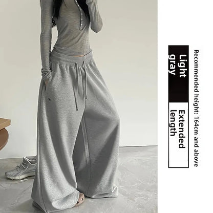 American Style Lazy Girl Sports Pants Women High Waist Loose Slimming Casual Wide Leg Pants Fall New Arrival Small Size