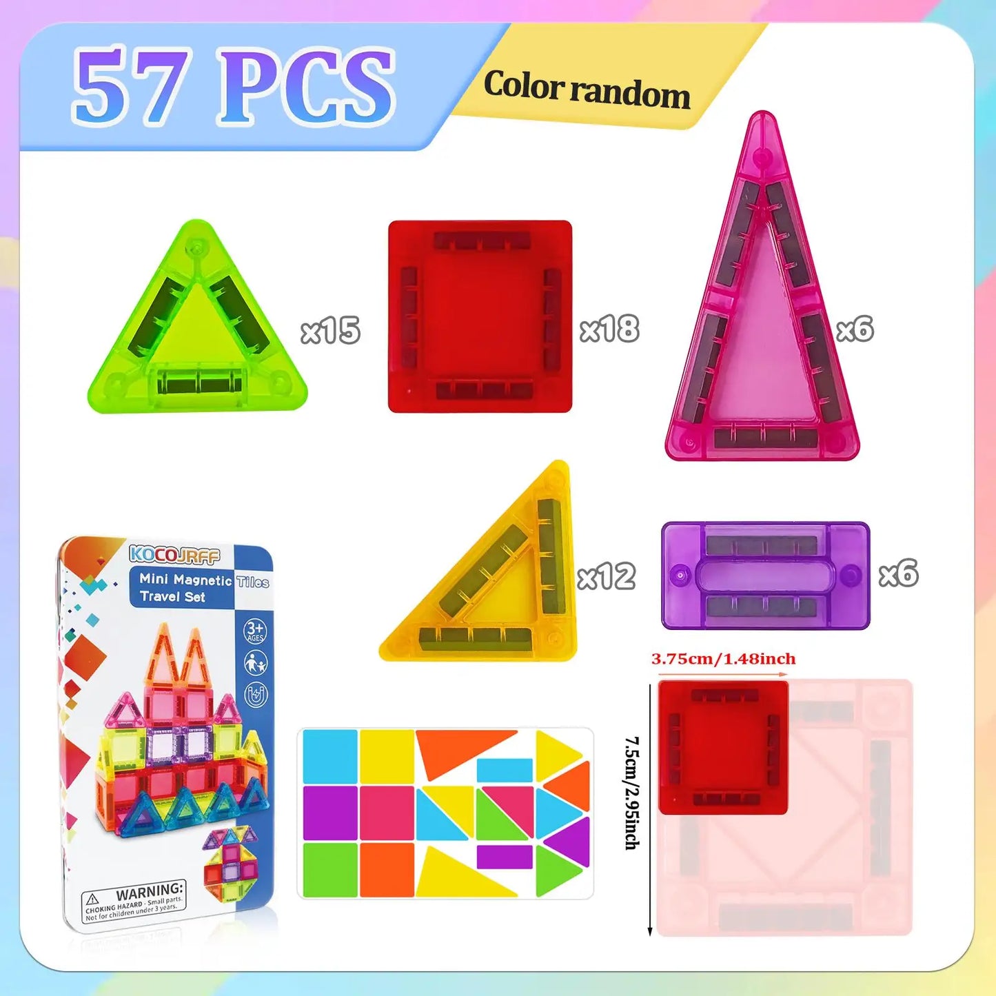 Mini Magnetic Building Blocks for Kids, Portable Travel Set. STEM Learning & Creative Construction. Perfect Gift for Birthdays
