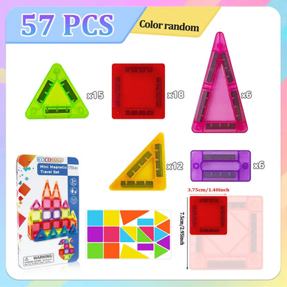 Mini Magnetic Building Blocks for Kids, Portable Travel Set. STEM Learning & Creative Construction. Perfect Gift for Birthdays