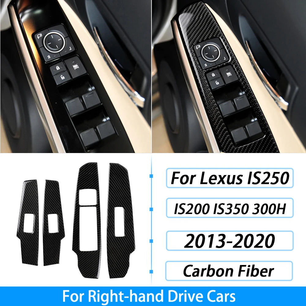 For Lexus IS250 IS350 300H 2013-2019 Carbon Fiber Gear Shift Air Outlet CD AC Window Lift Set Car Interior Accessories Sticker