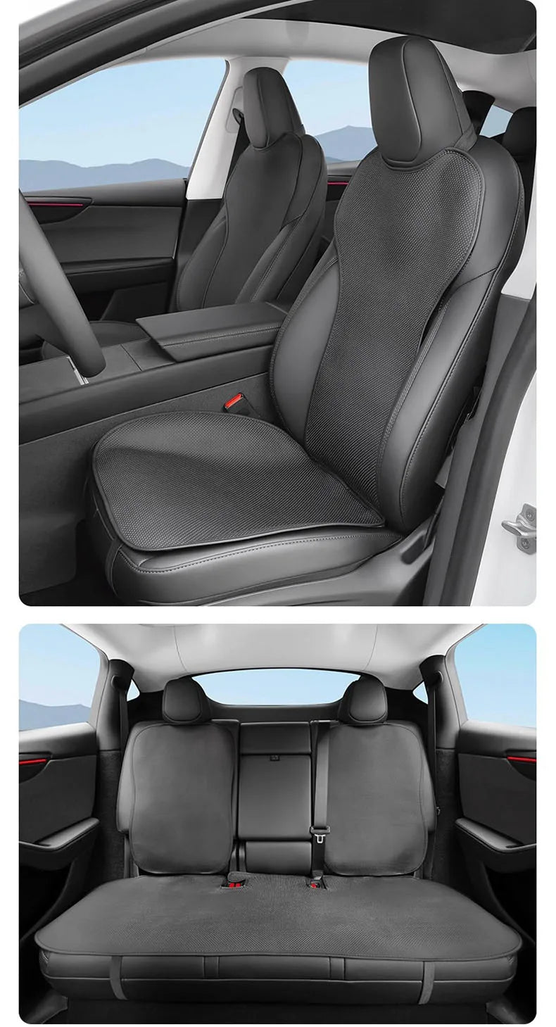 For Tesla Model Y Juniper 2025+ & 2026 Nappa Leather Seat Cushion Ventilation Comfortable Split Single Sitting Back row Set