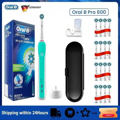 Oral B Electric Toothbrush Pro 4000 3D Action Daily Clean Teeth Visible Pressure Sensor 4 Modes Gum Cares Waterproof Rechargeabl