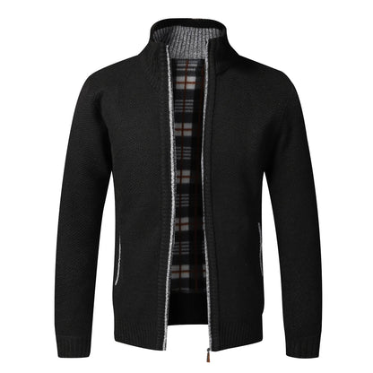 Autumn Winter Warm Cardigan Men Fleece Sweaters Full Zip Jackets Slim Fit Luxury Brand Knitted Sweater Coat American Jersey