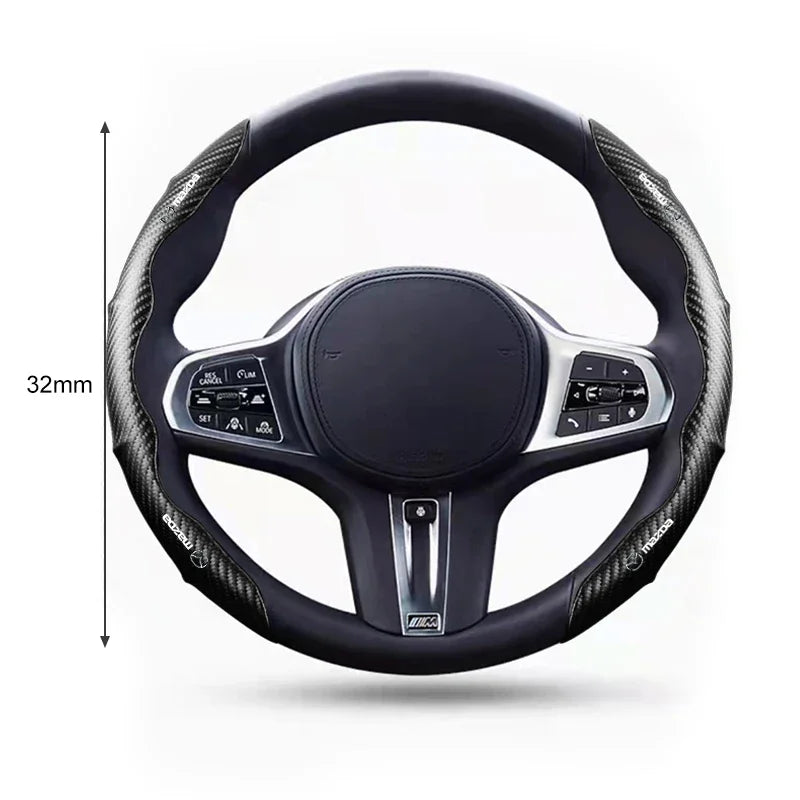 Car Steering Wheel Cover Carbon Fiber Sports Ultra-thin Non-slip Card Cover for Mazda 2 3 CX-3 CX-5 MX-5 BT-50 ATENZA CX-8 MX-30