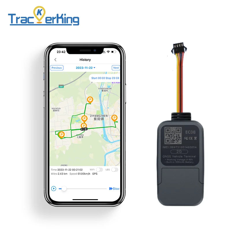 TrackerKing Car GPS Tracker EC08 2G Version Built Battery GSM GPRS Vehicle Anti Theft Tracking Device Monitor Locator Remote