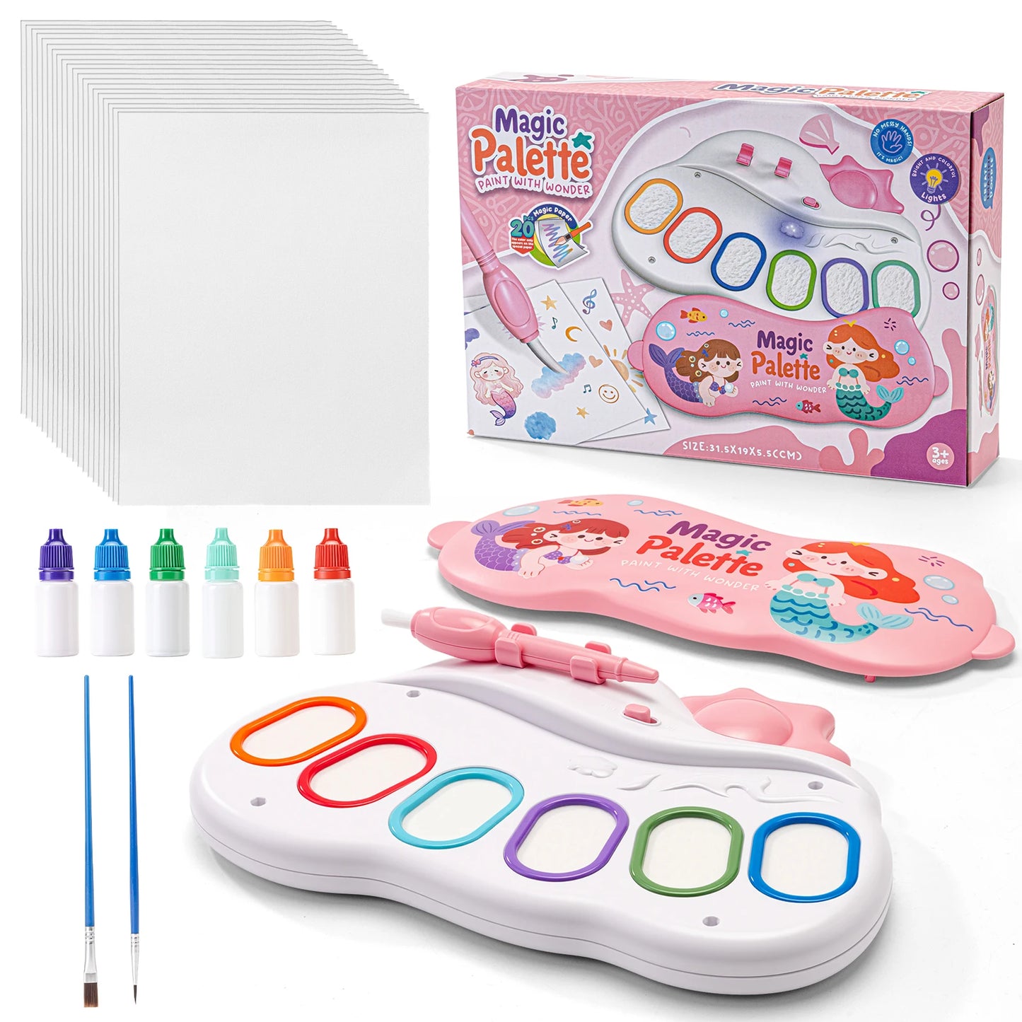 Children's Colorful Drawing Set with Stamps, Painting, Non-staining Hands, 6-color Pens | 20 Pattern Papers | Dust-free Art Toy