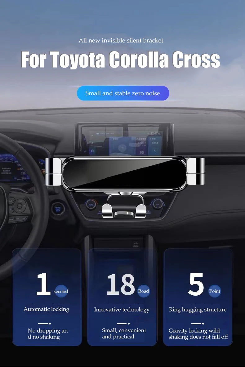 Car Phone Holder For Toyota Corolla Cross 2021 2022 2023 Car Styling Bracket GPS Stand Rotatable Support Mobile Accessories