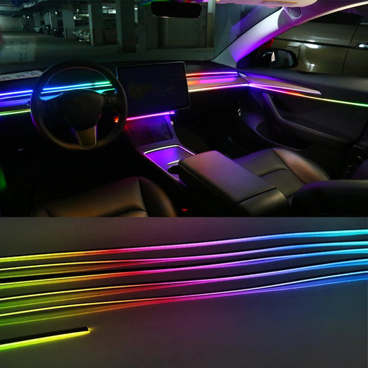 6/18/22 in 1 Led Acrylic Car Ambient Light RGB 64 213 Color Symphony Acrylic APP Streamer Rainbow Atmosphere Lamp Kit Dual Zone
