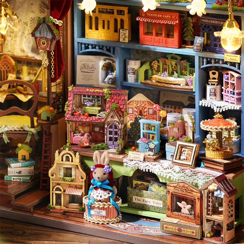 DIY Wooden Miniatures Doll House Handmade Figurines Bookend 3D Puzzle Assembled Houses With Furniture For Friends Christmas Gift