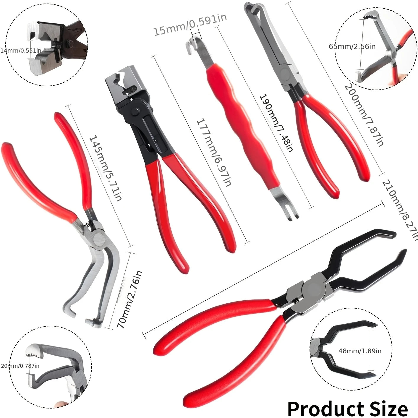 6pcs Electrical Disconnect Pliers for Cars, Automotive Electrical Plug Connector Disconnect Tool and Connector Separator