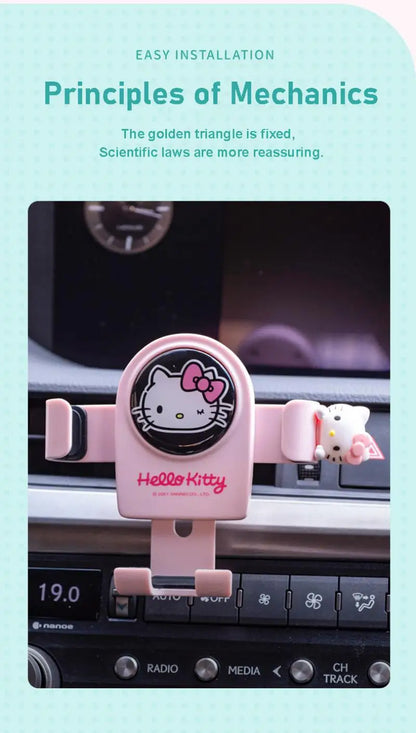 Hello Kitty mobile phone car mount  aromatherapy air vent clip car navigation rack suction cup  support car fixed Birthday gift