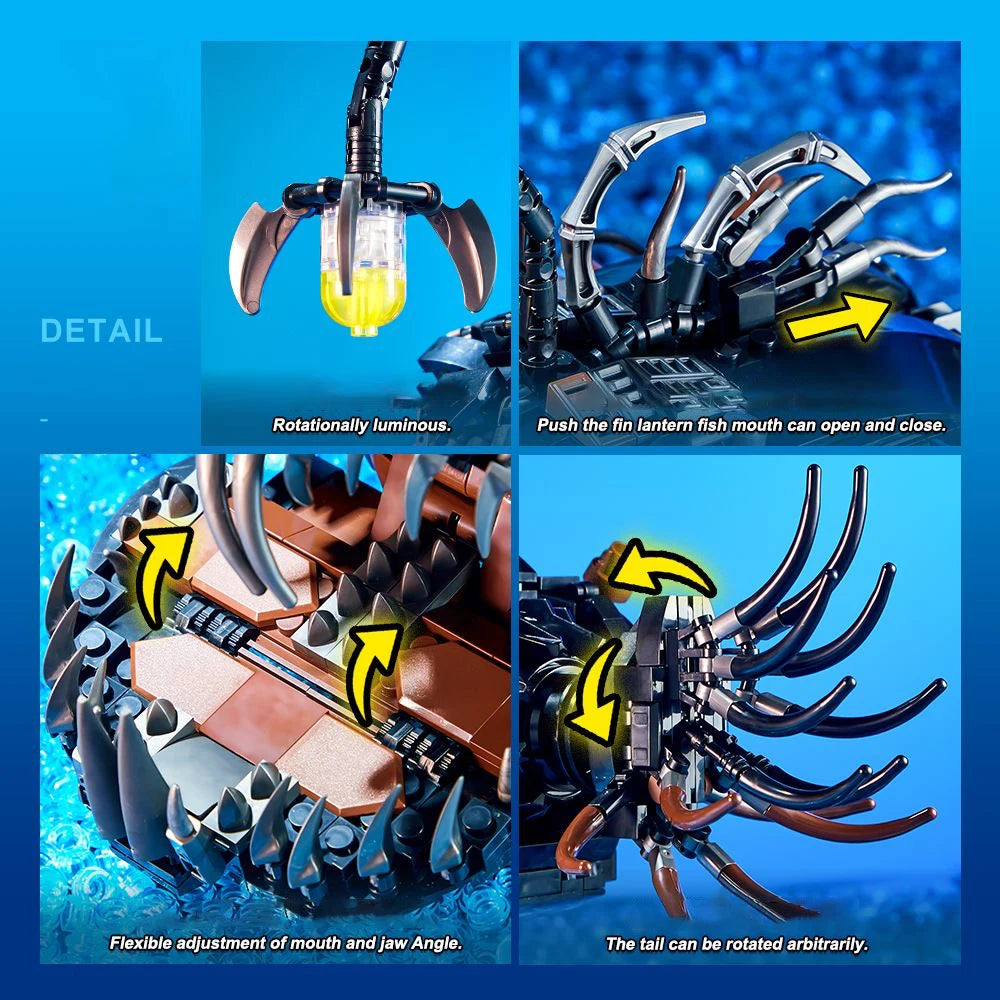 Mechanical Piranha Building Blocks LED Light MOC DIY Assembly Model Desktop Home Decor Ornament Birthday Gift Kids Boys Girls Ad