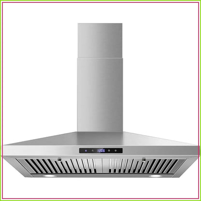 30 Inch Wall Mount Range Hood, Stainless Steel, Touch Control, Ducted/Ductless Convertible, Chimney Style with Baffle Filters