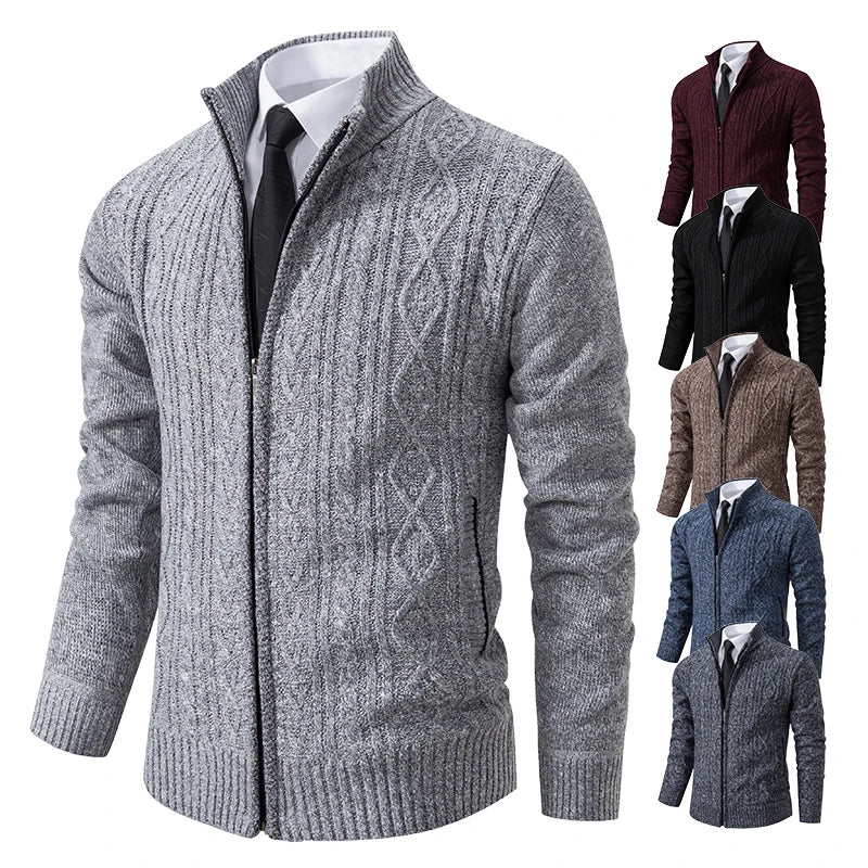 Winter Plus Velvet Sweaters Cardigan Thick High Collar Sweatshirt Men's Coat Knitted Jumper Brand Knitwear Hombre Clothing