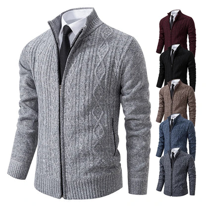 Winter Plus Velvet Sweaters Cardigan Thick High Collar Sweatshirt Men's Coat Knitted Jumper Brand Knitwear Hombre Clothing