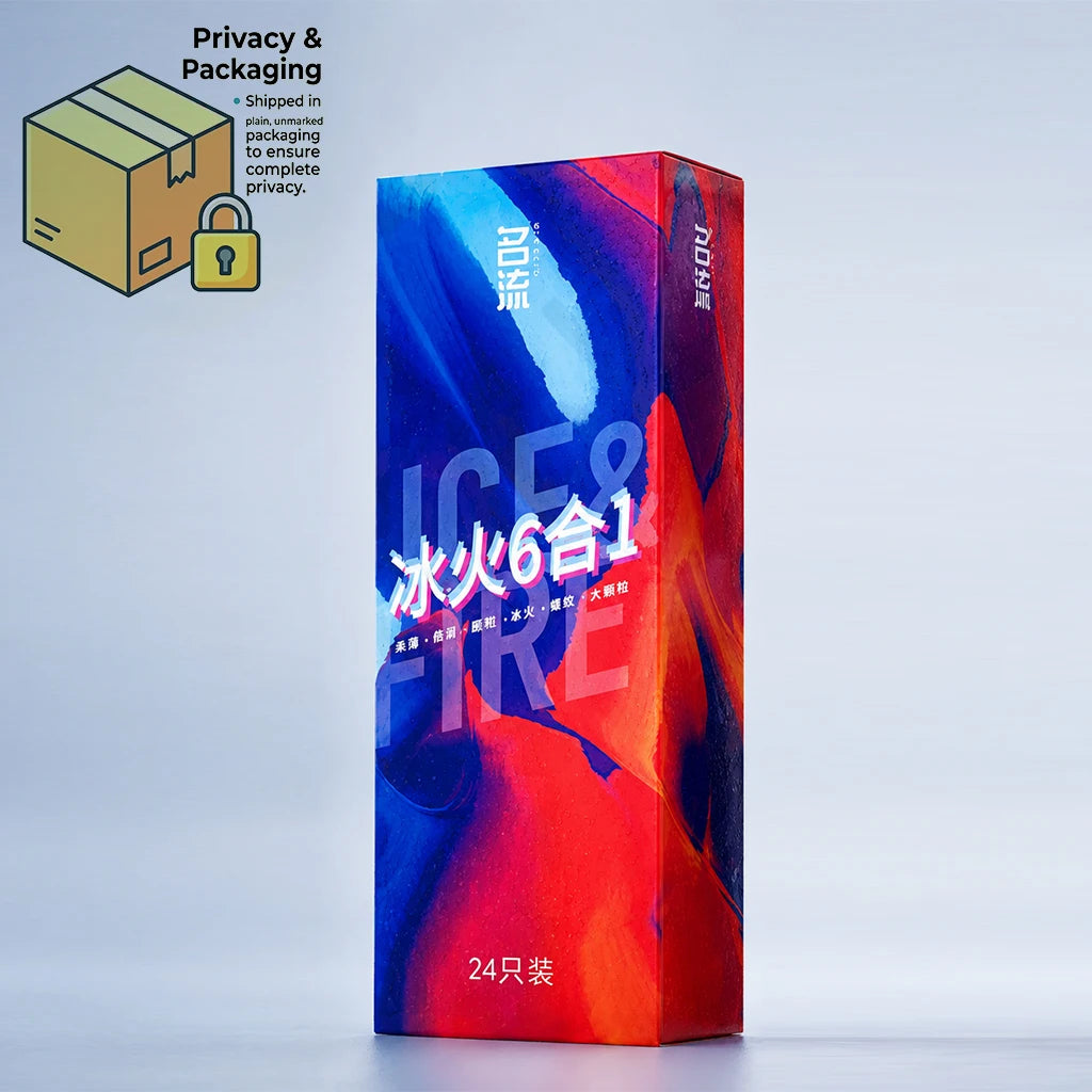 Mingliu 24pcs Condoms Mixed Variety Pack Ultra Thin Ribbed Dotted Hot Cold Sensation Latex Safe Protection Adult Products