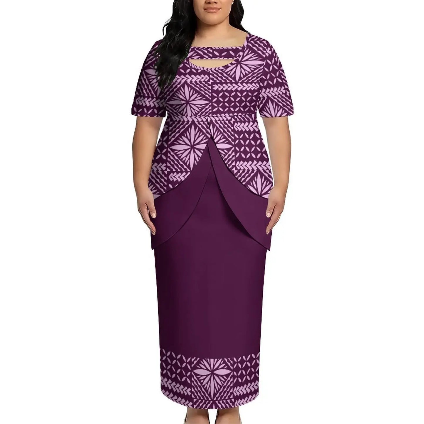 Puletasi New Design Short Sleeved Long Dress Customized Top And Skirt Knee Length Dress Party Top And Skirt Soft Fabrics