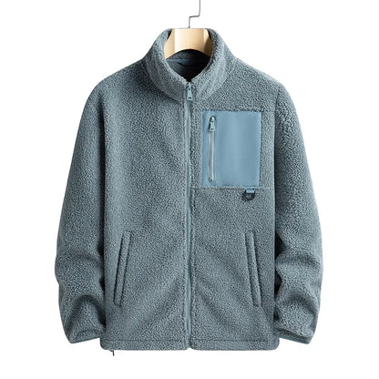 Men's Thicken Polar Fleece Jacket Autumn Winter Versatile Warm Sports Coat Men Outdoor Stand Up Collar Casual Loose Couple Coats