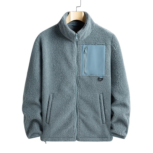 Men's Thicken Polar Fleece Jacket Autumn Winter Versatile Warm Sports Coat Men Outdoor Stand Up Collar Casual Loose Couple Coats