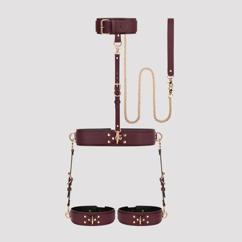 Puppy play Bondage Gear Handcuffs Wrist Ankle Thigh Cuffs Collar Restraints for Adult Fetish Play Sex Scene Simulation Cosplay